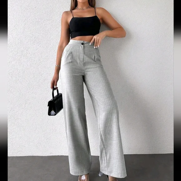 Striped Print Wide Leg Suit Pants - Picture 3 of 4